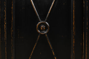 Sarreid Marksman Sideboard In Antique Ebony - Elegant Design With 3 Removable Shelves & Natural Top Black  40426-2