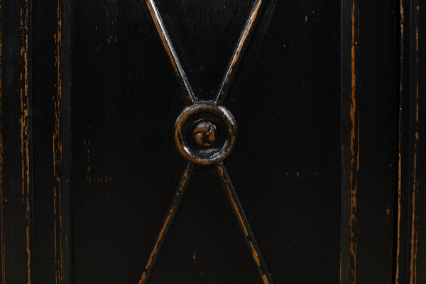 Sarreid Marksman Sideboard In Antique Ebony - Elegant Design With 3 Removable Shelves & Natural Top Black  40426-2