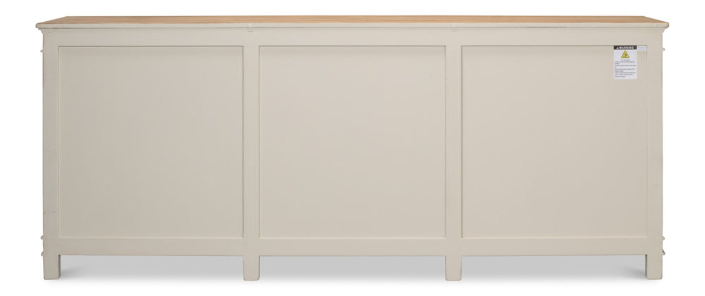 Sarreid Marksman Sideboard In Antique Muted Grey - Stylish Storage With 3 Removable Shelves & Natural Top Grey  40426-4