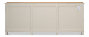 Sarreid Marksman Sideboard In Antique Muted Grey - Stylish Storage With 3 Removable Shelves & Natural Top Grey  40426-4