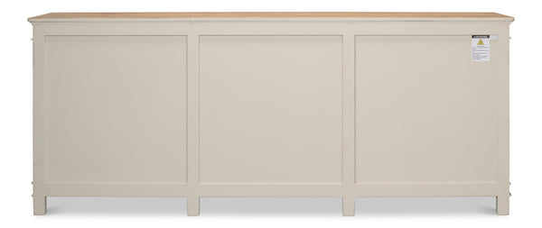 Sarreid Marksman Sideboard In Antique Muted Grey - Stylish Storage With 3 Removable Shelves & Natural Top Grey  40426-4