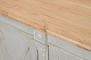 Sarreid Marksman Sideboard In Antique Muted Grey - Stylish Storage With 3 Removable Shelves & Natural Top Grey  40426-4