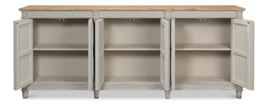 Sarreid Marksman Sideboard In Antique Muted Grey - Stylish Storage With 3 Removable Shelves & Natural Top Grey  40426-4