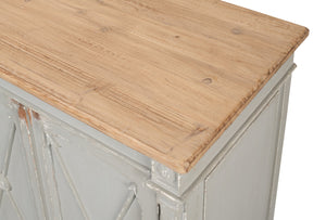 Sarreid Marksman Sideboard In Antique Muted Grey - Stylish Storage With 3 Removable Shelves & Natural Top Grey  40426-4