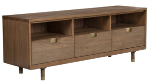 Homeroots 64" Sand Solid Wood Open Shelving Tv Stand  Solid Wood 404261