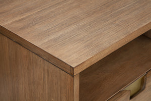 Homeroots 64" Sand Solid Wood Open Shelving Tv Stand  Solid Wood 404261