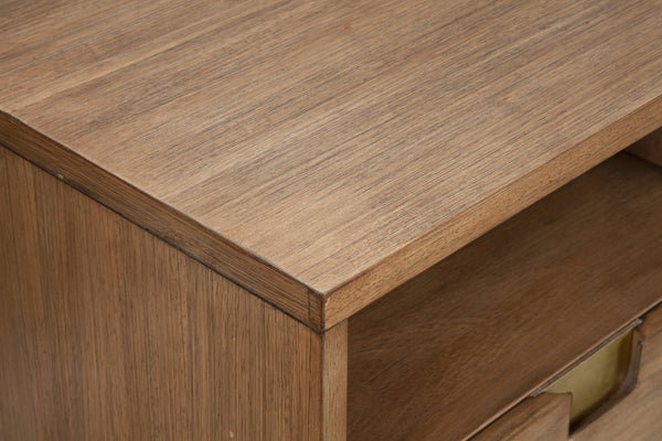 Homeroots 64" Sand Solid Wood Open Shelving Tv Stand  Solid Wood 404261