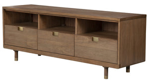 Homeroots 64" Sand Solid Wood Open Shelving Tv Stand  Solid Wood 404261