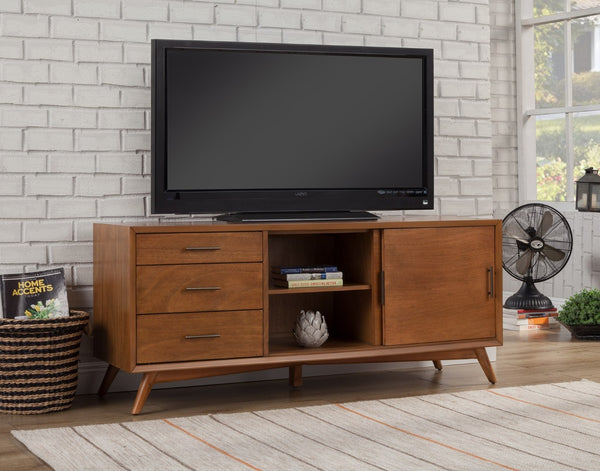 HomeRoots 64" Elegant Brown TV Stand with Modern Design, Storage Drawers & Cable Management for Living Rooms 404262