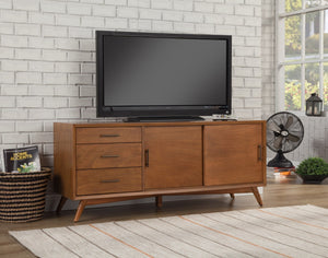 HomeRoots 64" Elegant Brown TV Stand with Modern Design, Storage Drawers & Cable Management for Living Rooms 404262