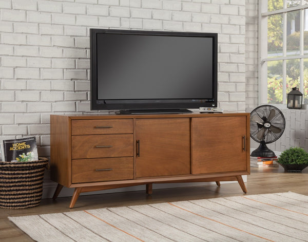 HomeRoots 64" Elegant Brown TV Stand with Modern Design, Storage Drawers & Cable Management for Living Rooms 404262
