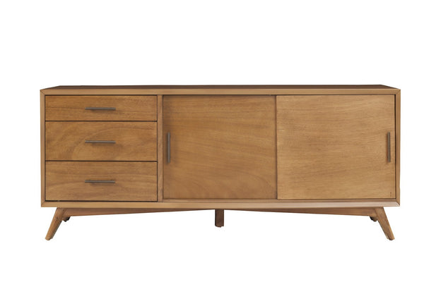 HomeRoots 64" Elegant Brown TV Stand with Modern Design, Storage Drawers & Cable Management for Living Rooms 404262