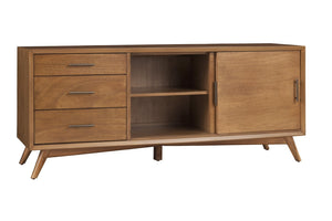 HomeRoots 64" Elegant Brown TV Stand with Modern Design, Storage Drawers & Cable Management for Living Rooms 404262