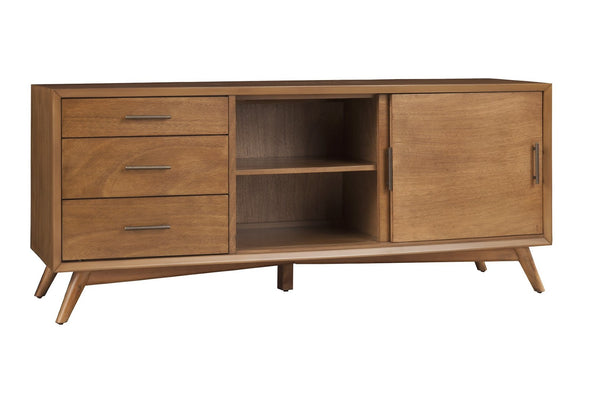 HomeRoots 64" Elegant Brown TV Stand with Modern Design, Storage Drawers & Cable Management for Living Rooms 404262