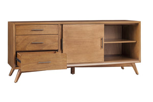 HomeRoots 64" Elegant Brown TV Stand with Modern Design, Storage Drawers & Cable Management for Living Rooms 404262