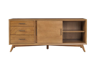 HomeRoots 64" Elegant Brown TV Stand with Modern Design, Storage Drawers & Cable Management for Living Rooms 404262
