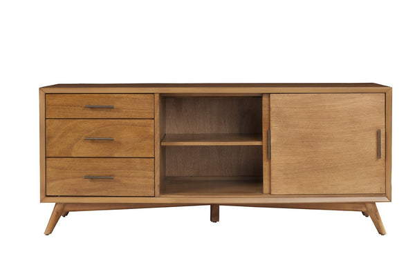 HomeRoots 64" Elegant Brown TV Stand with Modern Design, Storage Drawers & Cable Management for Living Rooms 404262