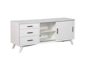Homeroots 64" White Mahogany Solid Wood Enclosed And Open Storage Tv Stand  Solid Wood 404263