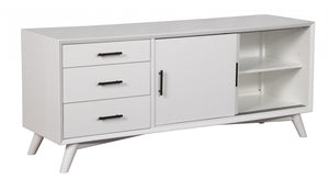 Homeroots 64" White Mahogany Solid Wood Enclosed And Open Storage Tv Stand  Solid Wood 404263