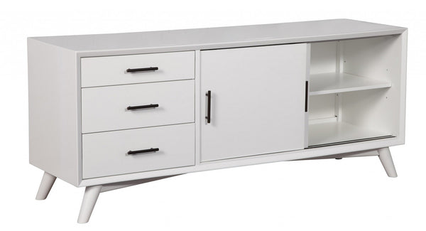 Homeroots 64" White Mahogany Solid Wood Enclosed And Open Storage Tv Stand  Solid Wood 404263