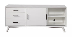 Homeroots 64" White Mahogany Solid Wood Enclosed And Open Storage Tv Stand  Solid Wood 404263