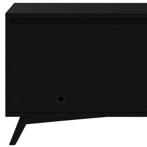 Homeroots 64" Black Mahogany Solid Wood Enclosed And Open Storage Tv Stand  Solid Wood 404264