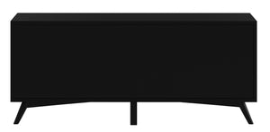 Homeroots 64" Black Mahogany Solid Wood Enclosed And Open Storage Tv Stand  Solid Wood 404264
