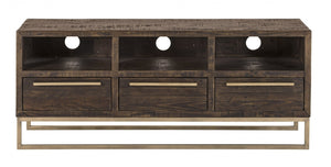 Homeroots 52" Deep Taupe Reclaimed Pine And Plywood Open Shelving Tv Stand  Solid And Manufactured Wood 404267