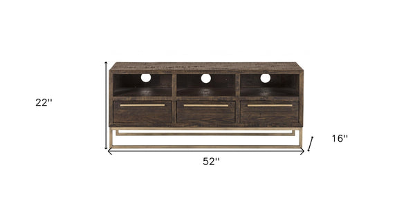 Homeroots 52" Deep Taupe Reclaimed Pine And Plywood Open Shelving Tv Stand  Solid And Manufactured Wood 404267