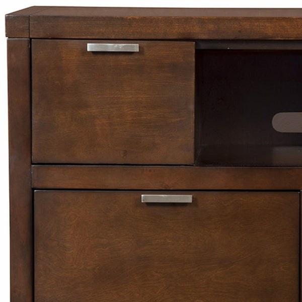 Homeroots 45" Brown Select Solids And Veneer Open Shelving Tv Stand  Solid And Manufactured Wood 404269