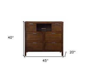 Homeroots 45" Brown Select Solids And Veneer Open Shelving Tv Stand  Solid And Manufactured Wood 404269