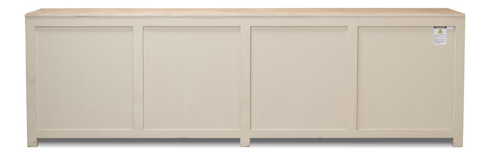 Sarreid Eight Is Enough Sideboard - Stylish Whitewash Finish, 8 Doors & 4 Shelves For Optimal Storage Space White  40427-1