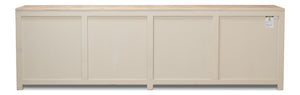 Sarreid Eight Is Enough Sideboard - Stylish Whitewash Finish, 8 Doors & 4 Shelves For Optimal Storage Space White  40427-1