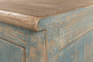 Sarreid Eight Is Enough Sideboard - Antique Blue Charm With 8 Doors, 4 Shelves, And Natural Pine Top Design Blue  40427-5