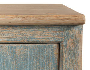 Sarreid Eight Is Enough Sideboard - Antique Blue Charm With 8 Doors, 4 Shelves, And Natural Pine Top Design Blue  40427-5