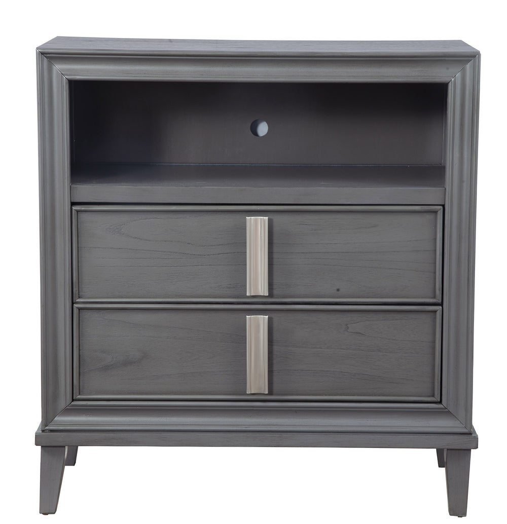 Homeroots 36" Gray Pine Poplar Solids With Mindy And Veneer Open Shelving Tv Stand  Solid Wood 404271