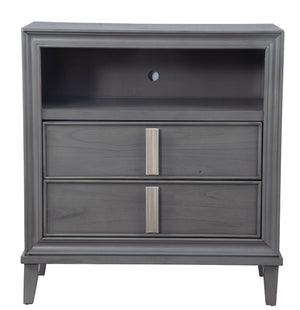Homeroots 36" Gray Pine Poplar Solids With Mindy And Veneer Open Shelving Tv Stand  Solid Wood 404271
