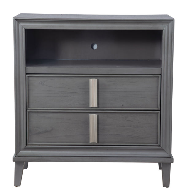 Homeroots 36" Gray Pine Poplar Solids With Mindy And Veneer Open Shelving Tv Stand  Solid Wood 404271