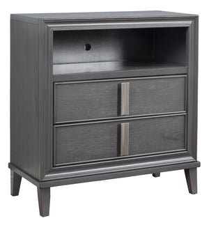 Homeroots 36" Gray Pine Poplar Solids With Mindy And Veneer Open Shelving Tv Stand  Solid Wood 404271