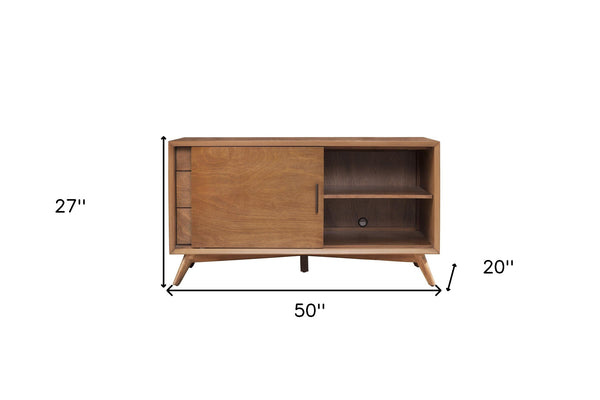 Homeroots 50" Mahogany Solid Wood Enclosed And Open Storage Tv Stand  Solid Wood 404273
