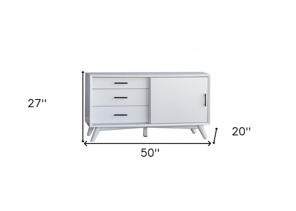 Homeroots 50" White Solid Wood Cabinet Enclosed Storage Tv Stand  Solid Wood 404274