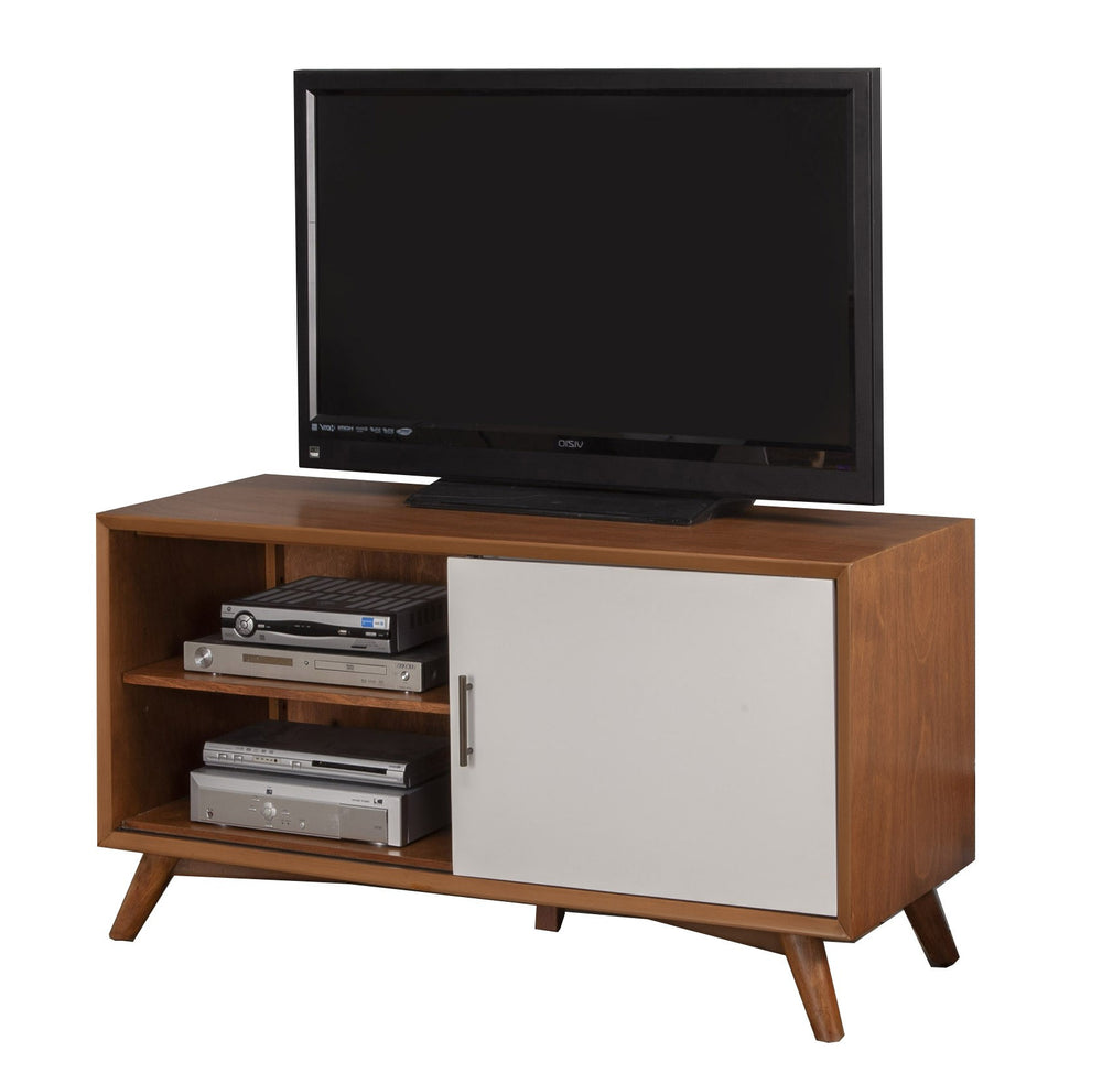 Homeroots 50" Brown And White Solid Wood Open Shelving Tv Stand  Solid Wood 404275