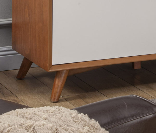 Homeroots 50" Brown And White Solid Wood Open Shelving Tv Stand  Solid Wood 404275