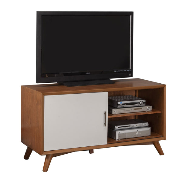 Homeroots 50" Brown And White Solid Wood Open Shelving Tv Stand  Solid Wood 404275