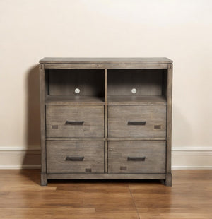 Homeroots 42" Brown Solid Wood Open Shelving Tv Stand  Solid Wood 404276