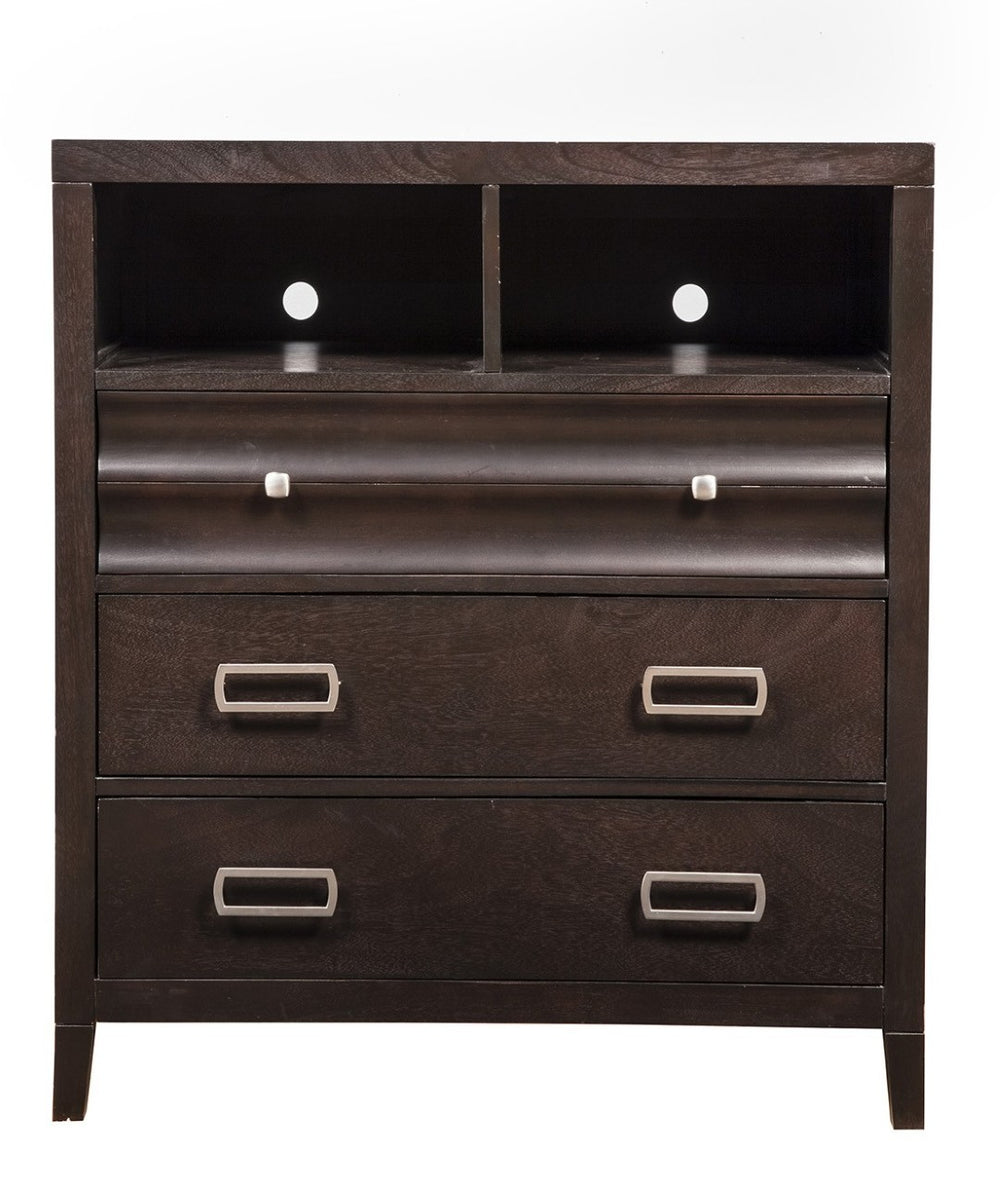 HomeRoots 18" Mahogany Solid Wood Open Shelving TV Stand – Stylish Storage, Versatile Display & Timeless Design 404277