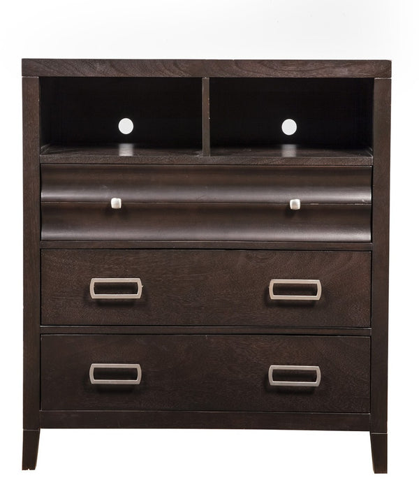 HomeRoots 18" Mahogany Solid Wood Open Shelving TV Stand – Stylish Storage, Versatile Display & Timeless Design 404277