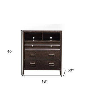 HomeRoots 18" Mahogany Solid Wood Open Shelving TV Stand – Stylish Storage, Versatile Display & Timeless Design 404277