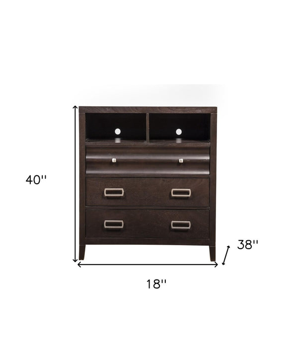 HomeRoots 18" Mahogany Solid Wood Open Shelving TV Stand – Stylish Storage, Versatile Display & Timeless Design 404277