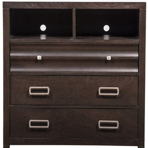 HomeRoots 18" Mahogany Solid Wood Open Shelving TV Stand – Stylish Storage, Versatile Display & Timeless Design 404277